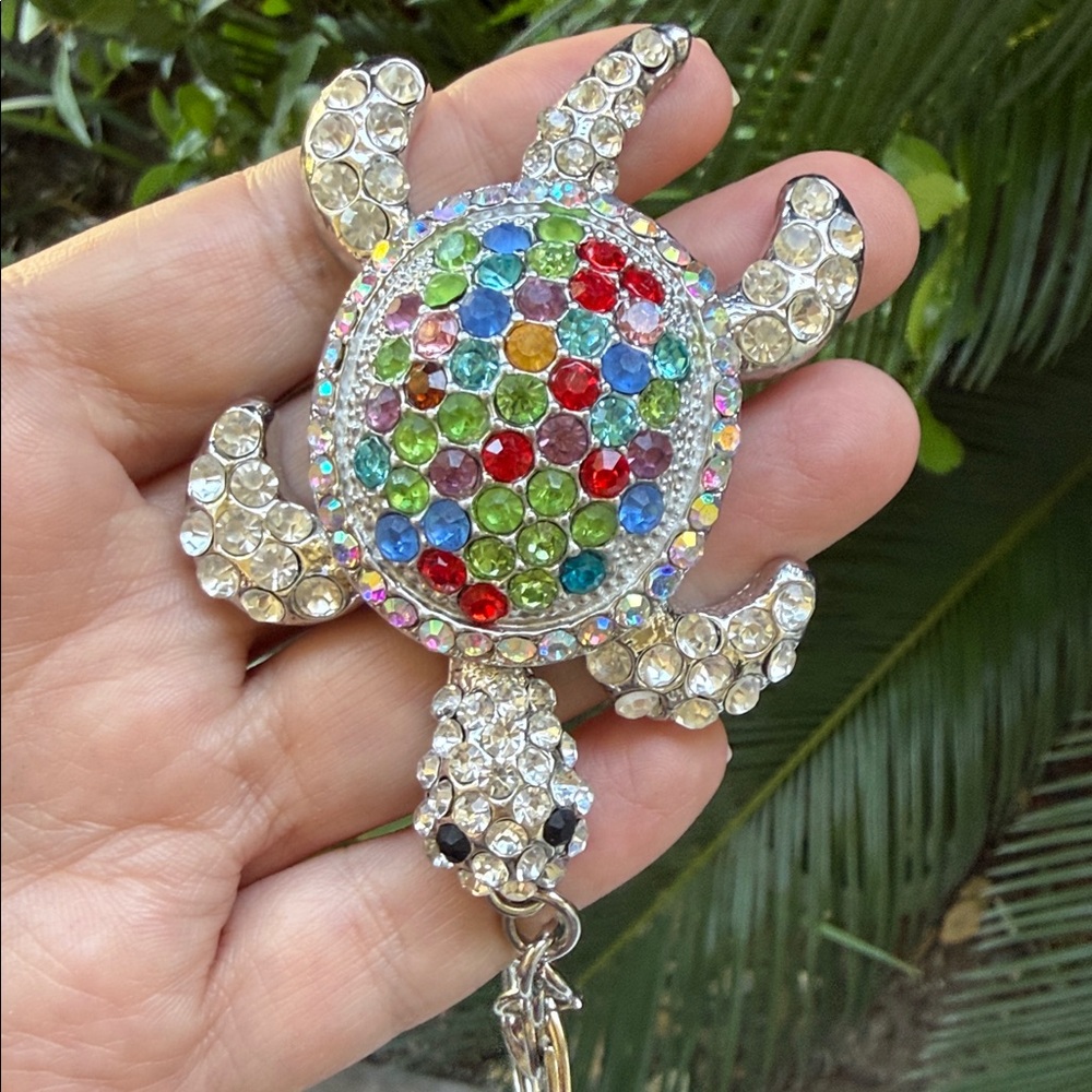 Colorful Turtle Keychain with Rhinestones - Picture 8 of 16